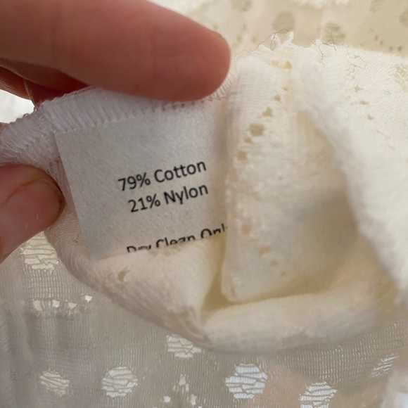 Sara Campbell Womens White Lacey Sheer Top Blouse Size Small Casual Preppy - Picture 7 of 8